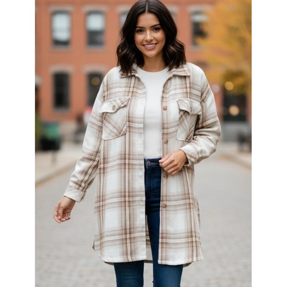 Arizona Jean Co Plaid Oversized Long Sleeve Shacket Shirt Jacket Womens Plus XXL